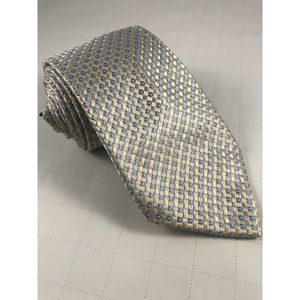 Donald J Trump Signature Beige Blue Tie Silver